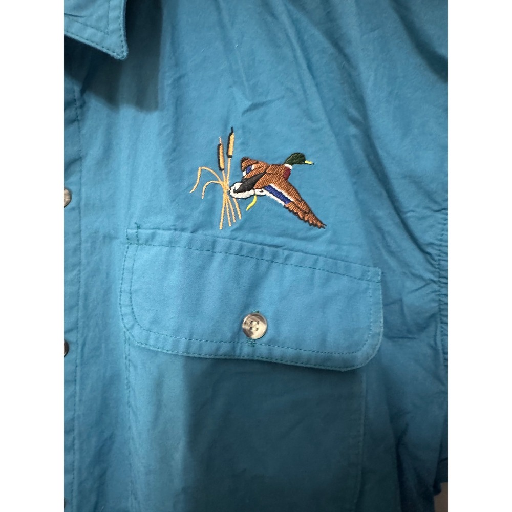 Columbia Sportswear Men's Short Sleeve Safari Shirt Teal Embroidered Duck Size L - Picture 3 of 10